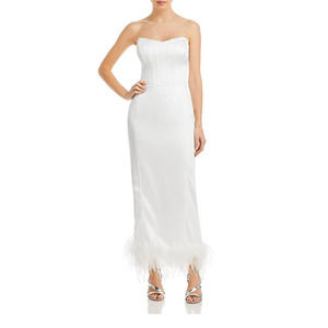 White Faux Feather Dress, Aqua NWT | Size S